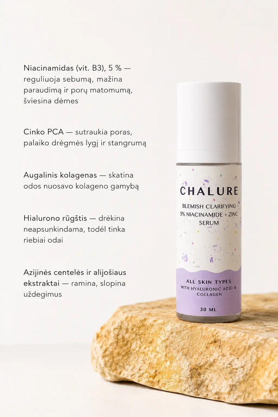 5% niacinamido serumas mazinantis demes su cinko pca ir augaliniu kolagenu