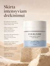 CHALURE intensyviai drėkinantis omega veido kremas su Q10 ir keramidais 50 ml su naudomis ir ingredientais