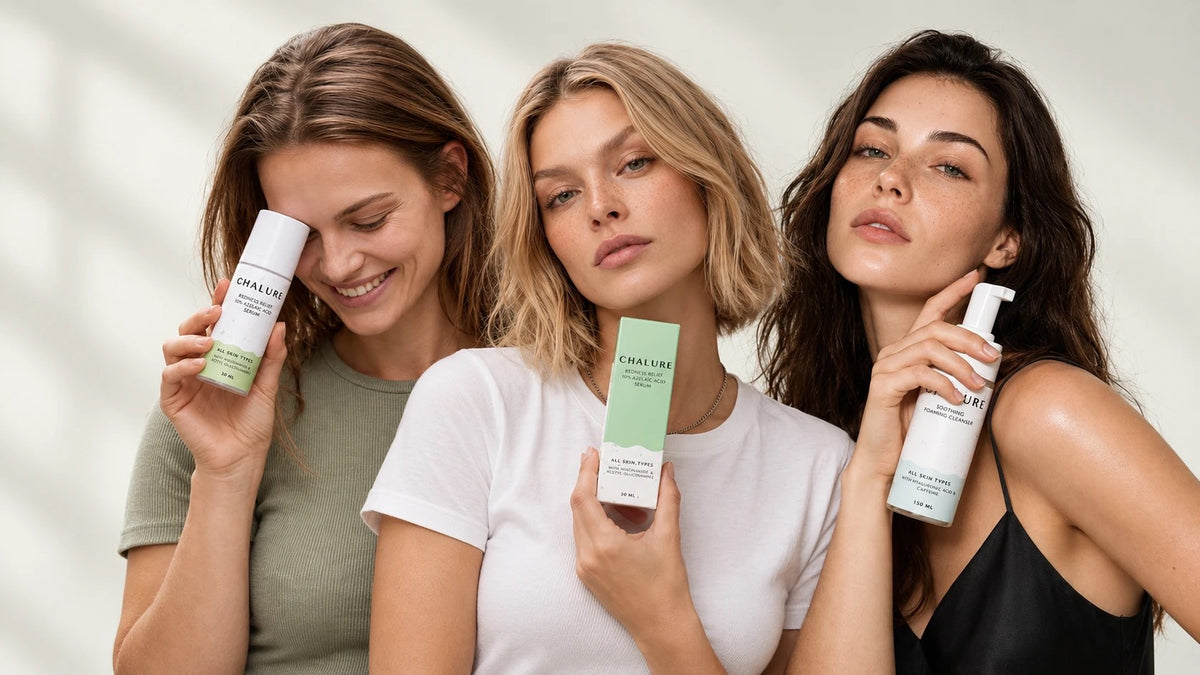 Trys moterys su CHALURE produktais